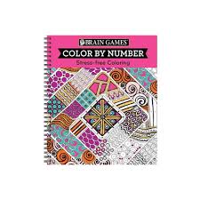 Download Brain Games Color By Number Stress Free Coloring Pink Spiral Bound In 2021 Stress Free Coloring Coloring By Number Coloring Books