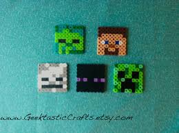 Perler Bead Minecraft Mob Set Steve Skeleton Creeper Enderman Zombie 6 49 Via Etsy Minecraft Beads Minecraft Party Minecraft Party Favors