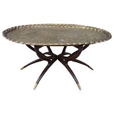 Focal point centerpiece for coffee tables, shelves, and kitchen counters. Large Vintage Brass Tray Coffee Table On Midcentury Folding Base At 1stdibs