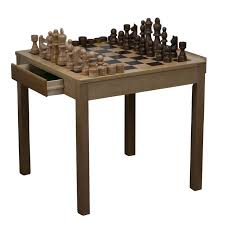 Full Size Indoor Outdoor Chess Table With Giant Chess Pieces Chess Table Table Settings Giant Chess