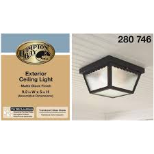 Hampton Bay 2 Light Matte Black Outdoor Flushmount Wb0325 The Home Depot
