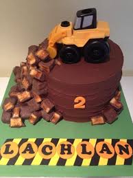 Consturction Party Digger Birthday Cake White Chocolate Mud Layered With Whipped Milk Choc Ganache Surrounded Digger Birthday Cake Digger Cake Digger Birthday