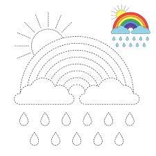 Ejemplo Del Arco Iris De Nubes De Gotas De Agua Y Del Sol Para Los Ninos Libre Illust Hojas Para Colorear De Ninos Puntillismo Para Ninos Dibujo De Arco Iris