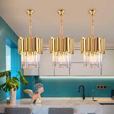 Chrome Gold Kitchen Lights Led Chandeliers For Bedroom Dining Room Luxury Foyer Chandelier K9 Crystal Small Round Hanging Lamp Chandeliers Aliexpress