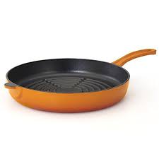 Grill Pansessenso Chambery Cast Iron Round Skillet Grill With Four Layer Enamel Interior And Exterior Orange 11 Inc Grilling Grilling Guide Gas Grill Reviews