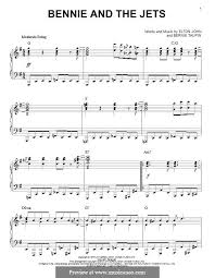 Bennie And The Jets By E John Sheet Music Benny And The Jets Piano Chords