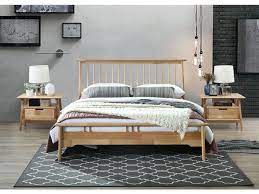 King size beatiful with lights on each side of head board set includes bed frame dresser and mirror and nig.more.more. Rome King Size Bed Frame Natural Hardwood On Sale