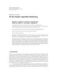 Pdf On The Simplex Algorithm Initializing