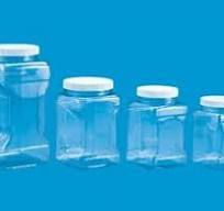 Clear Food Grade PET Plastic Grip Storage 5-Jar Assorted Variety Set w/ Caps