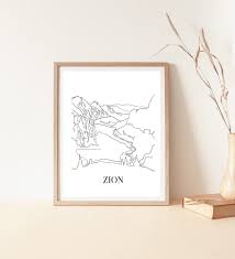 Zion National Park Road Trip Utah Zion Line Drawing - Etsy