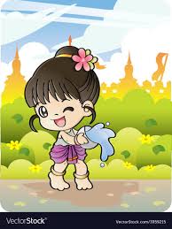 Songkran Thai New Year And Water Festival Vector Image On Vectorstock In 2020 Songkran Thai Cartoon Logo Songkran Festival