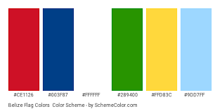 Pms 7687 c hex (html): Belize Flag Colors Country Flags Schemecolor Com