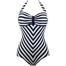 Black And White Monokini Swimsuits Cocoship Retro Navy White Striped One Piece Monokinis Chevron Lines 23 Liked On Polyvore Featuring Swimwear One Piece Black Monokini Striped One Piece