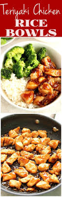 Quick And Easy Teriyaki Chicken Rice Bowls Sweet Garlicky Chicken Served With Steamed Broccoli And Chicken Dinner Recipes Rice Bowls Recipes Healthy Recipes