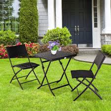 Get 5% in rewards with club o! Outdoor Patio Furniture Sets 3 Piece Black Wicker Patio Bar Set Set Of 2 Folding Chairs And Dining Table Outdoor Conversation Sets Dining Set For Backyard Lawn Poolside Garden W12271 Walmart Com