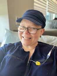Woman fighting stage 4 uterine cancer after chemotherapy