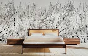 Black And White Wall Mural Tropical C20201807073 Giant Irises Wallpaper Black And White Poetry Floral Wall Mural Tropical Flowe White Wallpaper Black And White Wallpaper Outdoor Metal Wall Decor