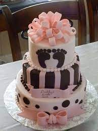 Brown And Pink Babyshower Cake Pink Baby Shower Cake Baby Shower Cakes Baby Cake