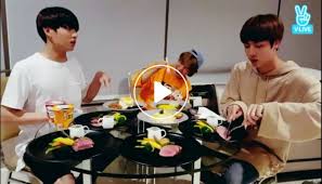 Same i can't over this vlive it's so funny and jin says stob it hihi but it's. V Live Bts Live Eat Jin Jm Jk