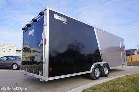 The race trailer has a dhollandia 2.0t tail lift that is over 4 meters long. 24 Ultra Light Aluminum Enclosed Trailer Rental All Purpose Car Hauler Snowmobile Rzr Or Off Road Trailer