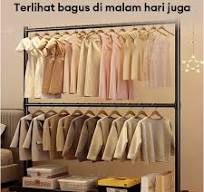 Rak Gantungan Baju Besi Stand hanger double Gawang Baju Jemuran Pakaian Rak  Baju Gantung Berdiri Gawang Baju Estetik Rak Pakaian Gantung