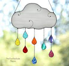 Stained Glass Rain Cloud Suncatcher With Rainbow Colored Etsy Rain Clouds Stained Glass Christmas Clouds