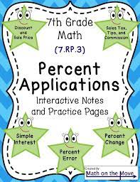 Percent Applications Notes And Worksheets Discount And Sale Price Tax Tips And Commission Simple Interes Consumer Math Teaching Percents Math Curriculum