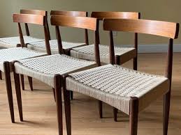 Set Of Six Danish Teak Dining Side Chairs In Teak And New Etsy Side Chairs Dining Side Chairs Teak