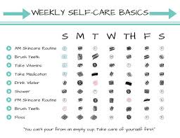 weekly self care basics chart printable instant download