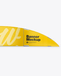Download Glossy Banner Mockup In Outdoor Advertising Mockups On Yellow Images Object Mockups