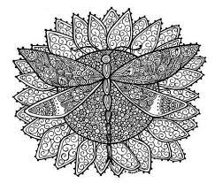 Dragonfly in a circular frame. Dragonfly Mandala Coloring Pages Novocom Top