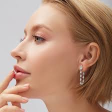 2.58ctw Pear Shape Diamond Drops Front and Back Earrings in 18K White