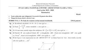 Evaluarea nationala 2021 continua joi, 24 iunie, cu proba la matematica. Evaluarea NaÈ›ionalÄƒ 2020 La MatematicÄƒ Subiect Barem È™i Rezolvare Edu Ro Update Avem Subiectele