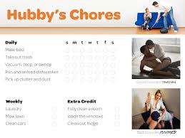 Chore Chart For Husbands We Use This Chart To Help Make Sure That Chores Are Split Fairly When Hubby Do Chores For Kids Cleaning Chart Family Chore Charts