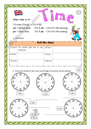 telling time esl worksheet by aramis
