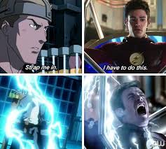 Barry Aleen Trying To Recreate The Accident That Gave Him His Powers Justice League The Flashpoint Paradox 2013 The Flash 2x20 Ensenar