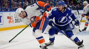 Lightning defensemen mikhail sergachev, left, and victor hedman try to form a wall against the puck and around round 3, game 3, at islanders. Nhl Playoffs Daily 2021 Tampa Bay Lightning Look To Even Series With New York Islanders