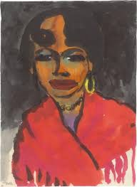 Sold at Auction: Emil Nolde, Emil Nolde ”Frauenporträt mit gelbem Ohrring”