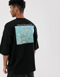 Asos Design Vincent Van Gogh Oversized T Shirt With Placement And Text Print T Shirt Vest Asos Designs T Shirt