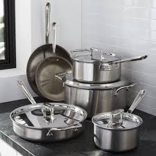 All Clad D5 Brushed Stainless Steel 10 Piece Cookware Set With Bonus Reviews Crate And Barrel Cookware Set Induction Cookware Cookware Sets