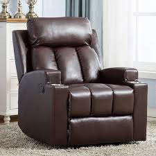 Anj Chair Recliner Contemporary Theater Recliner With 2 Cup Holders Chocolate Read Recliner Chair Contemporary Living Room Furniture Leather Sofa Living Room