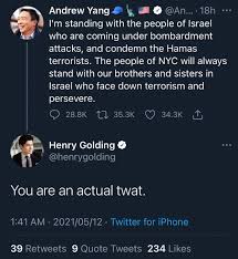 New york city mayoral candidate andrew yang appeared to apologize for a tweet condemning the terrorist attacks by hamas militants on israel after public outrage by the left and some of his own supporters. Hyunsu Yim On Twitter Not Henry Golding From Crazy Rich Asians Calling Andrew Yang A T At