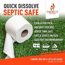 Charmin guarantee charmin toilet paper and flushable wipes are clog safe and septic safe, guaranteed! Buy Firebelly Outfitters Rv Toilet Paper Septic Tank Safe 8 Rolls 2 Ply 500 Sheets Fast Dissolve Bath Tissue For Camping Marine Rv Holding Tanks Reduces Camper Sewer System Clogs Biodegradable