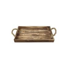 Round coffee table tray, ottoman tray, serving tray, wood round tray, farmhouse decor, handles table tray, decorative tray, kitchen tray. Wooden Tray With Rope Handles Kirklands