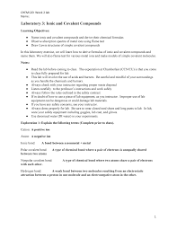 Although there are only approximately 90 naturally occurring elements on earth, there are thousands of different substances that exist. Ionic And Covalent Compounds Lab 3 Lab Instructions Studocu