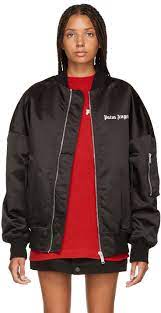 Palm Angels Black Logo Oversized Bomber Jacket Bomber Jacket Oversized Bomber Jacket Black Bomber Jacket