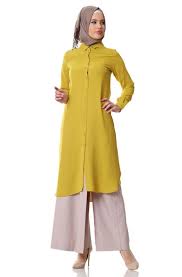 Tugba Gomlek Yakali Uzun Tunik H5021 Asit Yesil Tunik Moda Gomlek