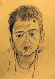 Sketching portraits of kids in Bucktown's Drummond Elementary