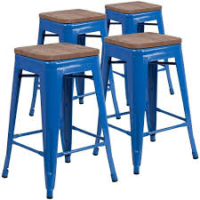 We have a wide variety of quality galvanized steel and metal chairs for sale to choose from. Flash Furniture 24 H Backless Blue Metal Counter Height Stool With Square Wood Seat 4 Pack Staples Ca