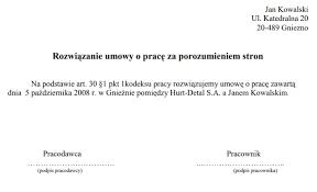 Witam,w dniu 09.11.15 odbędzie się nasza sprawa rozwodowa bez orzekania o winie.mam przywieźć na sprawę porozumienie rodzicielskie,syn ma 15lat.prosz… Rozwiazanie Umowy Za Porozumieniem Stron Wzor Infor Pl